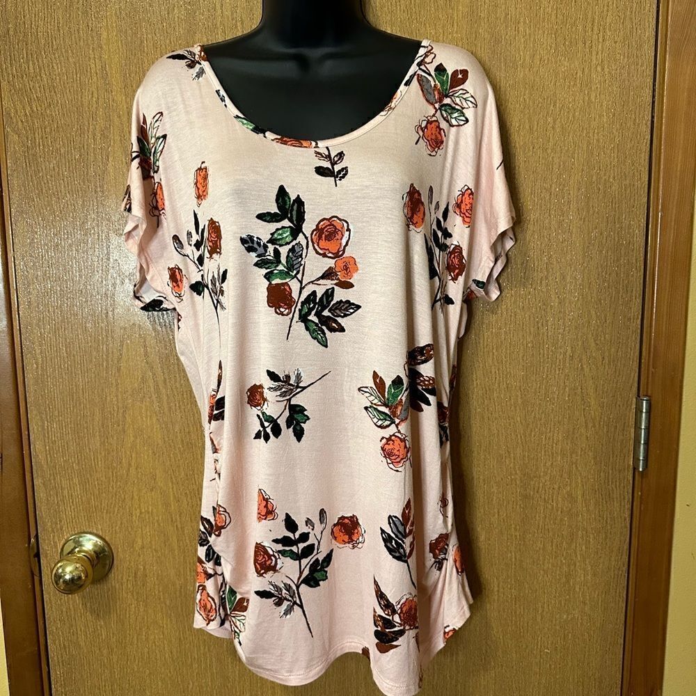 Hippie Chic T-shirt Pink floral | Women size Large